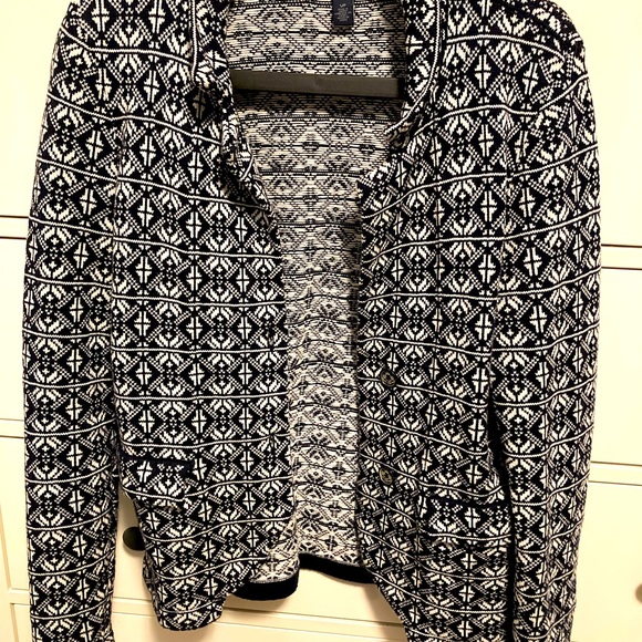 3/$20!!  Tommy Hilfiger size small navy and cream patterned knitted jacket - Picture 1 of 4
